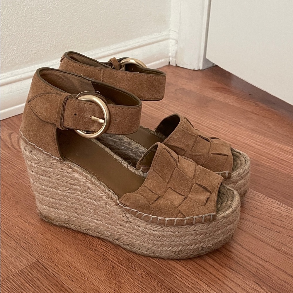 Marc Fisher Tan Woven Wedge Sandals